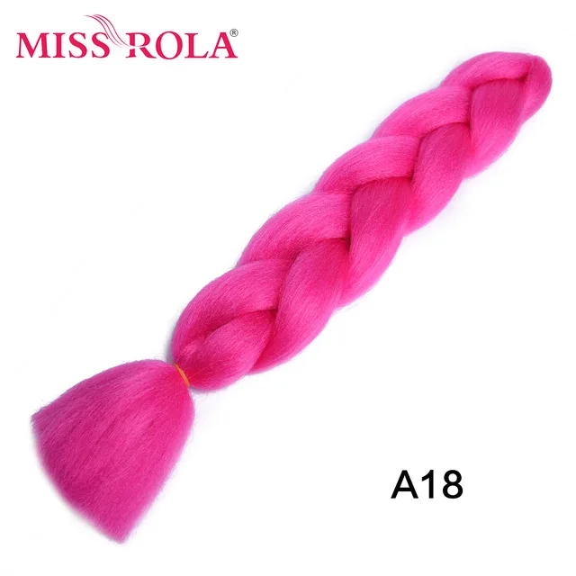 Miss Rola Synthetic Support Wholesale 100g 24 Inch Jumbo BraidsPink Green Yellow High Temperature Fiber Ombre Hair Extensions A18
