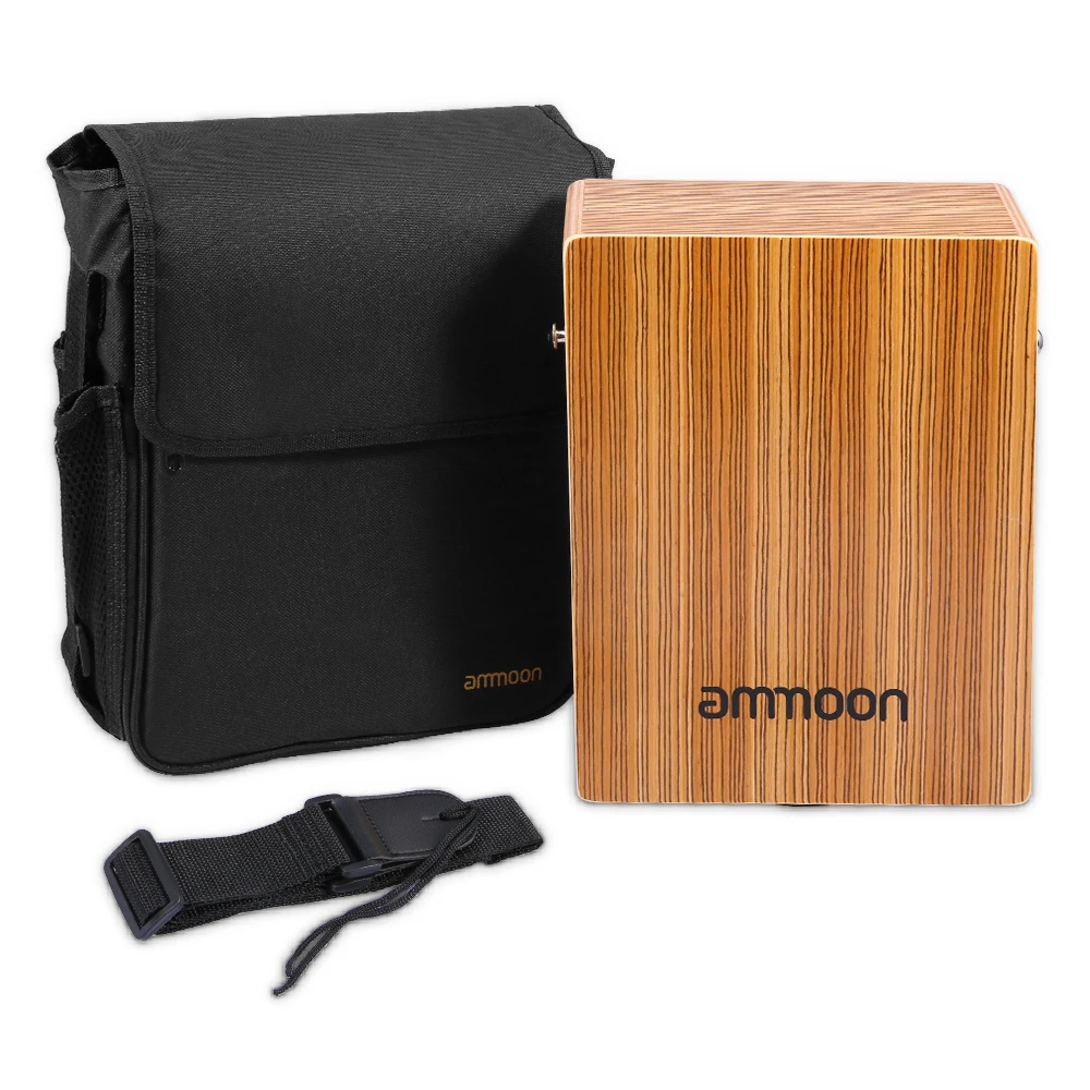 Портативный дорожный барабан ammoon Cajon плоский ручной деревянный перкуссионный