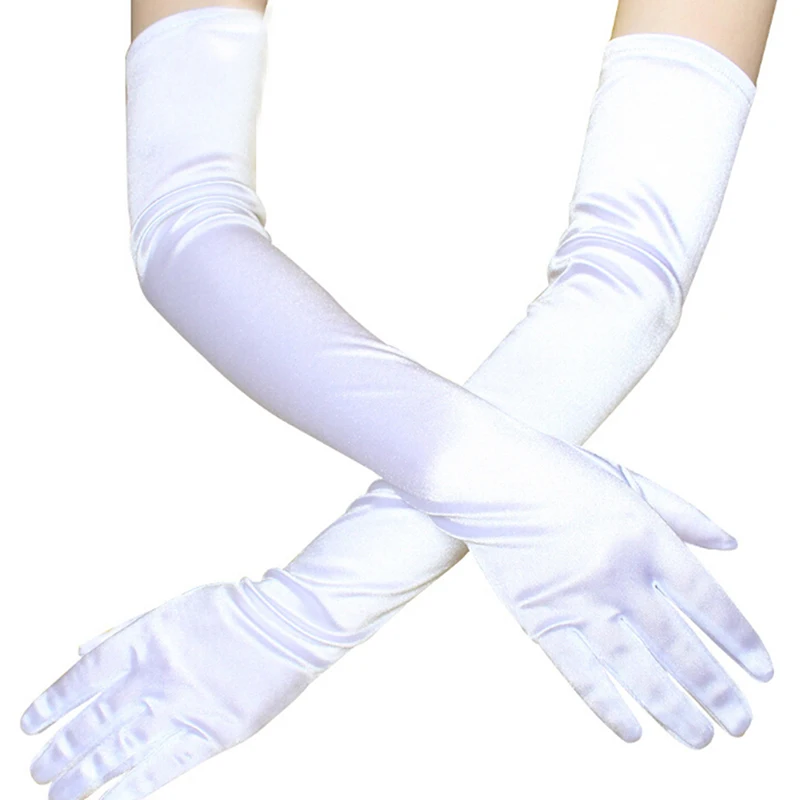 Опера карнавал вечернее платье выпускного вечера атласные перчатки 2019 новые модные женские руки пальцы длинные локоть перчатки