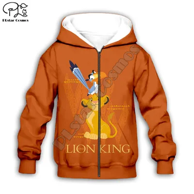 Simba толстовка с капюшоном и 3D-принтом «Король Лев» для маленьких детей, толстовки на молнии стильная толстовка с длинными рукавами и рисунком для мальчиков и девочек-17 - Цвет: Черный