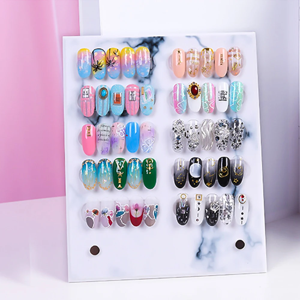Detachable Magnet Nail Display Marble Board Art Tools Gel Polish Plastic Transparent nail Showing Shelf Salon |