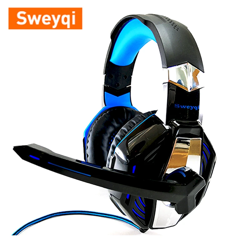 Cena Sweyqi A701 gamingowy zestaw słuchawkowy do konsoli Xbox one PS4 PC redukcja szumów na ucho słuchawki z mikrofonem miękkie nauszniki Bass Surround
