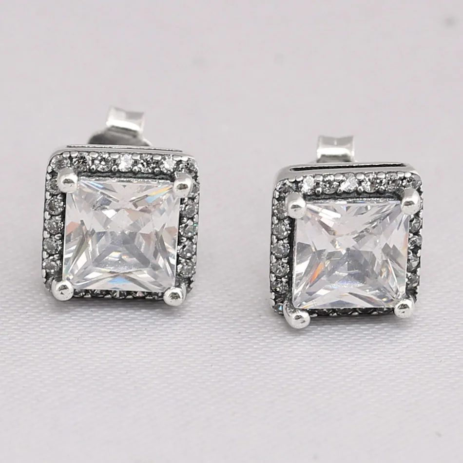 Оригинальные вечные элегантные серьги-гвоздики с цирконием для женщин, 925 пробы серебряные серьги, свадебный подарок, ювелирные изделия Diy