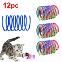 12pc brinquedo de mola de gato colorido bobina de plástico espiral interativo brinquedo de gato engraçado jogo doca gato teaser brinquedo para gatinho acessório