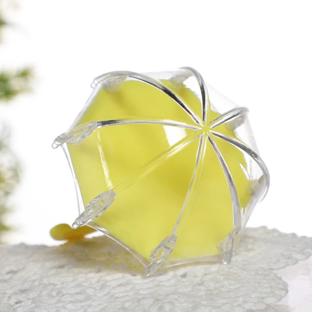 12pcs Mini Umbrella Shape Candy Box Plastic Clear Gifts Boxes Birthday Party Favors Wedding Engagement Children's Day Decoration E