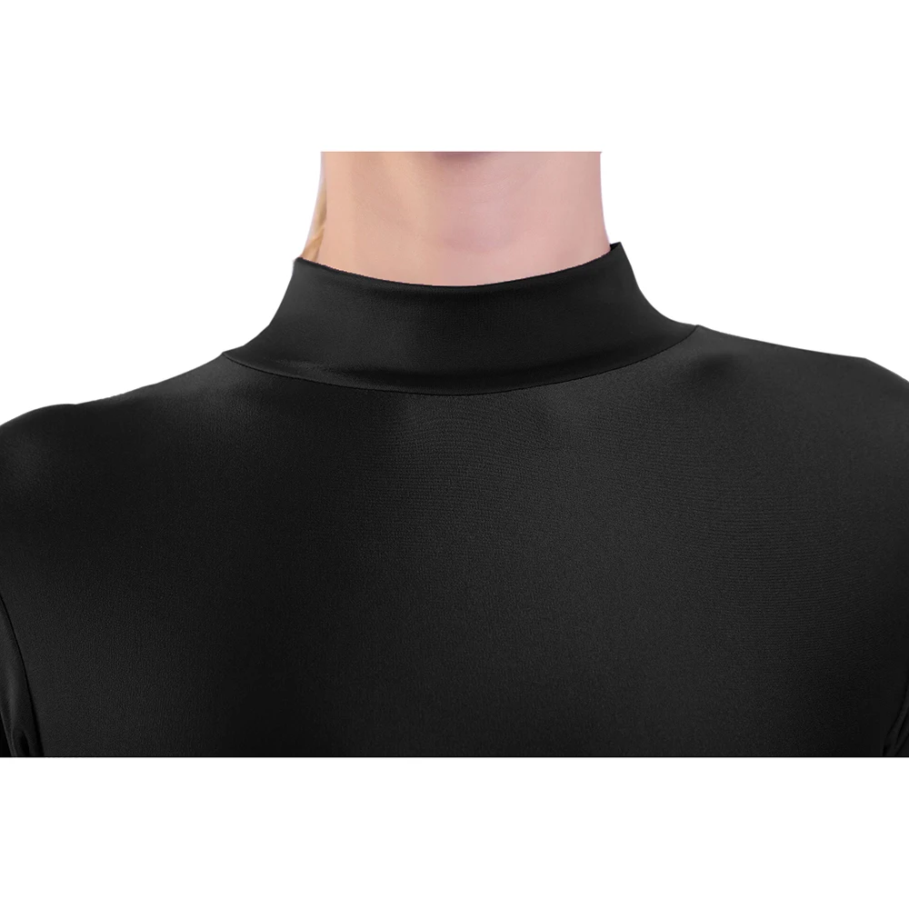 AOYLISEY Women Long Sleeve Mock Neck Footed Unitard Plus Size Jumpsuits Spandex for Men Dance Hollween Zentai Cosplay Costumes
