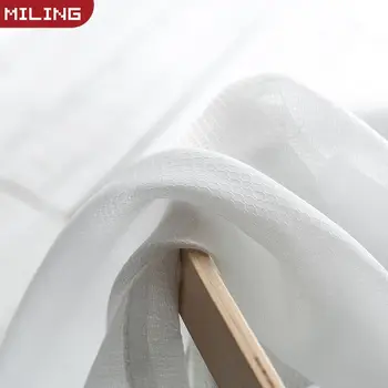 

Simple White Tulle Curtains for Living Room Bedroom Modern Plaid Tulle for Windows Drapes Treatment for Kitchen Customs