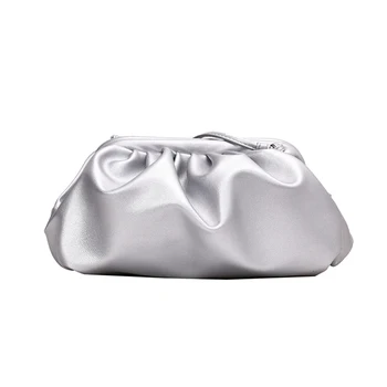 

Temperament Lady Soft Leather Cloud Bags Large Capacity Young Girl Day Clutches Bags Fashion Women's Shoulder Messenger Handbags