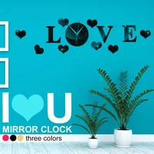 Зеркало Стикеры s Декор акриловый Стекло часы для дома настенные часы 3D серебряный браслет «сделай сам» с стикер на стены любовь номер Цвет романтическое украшение