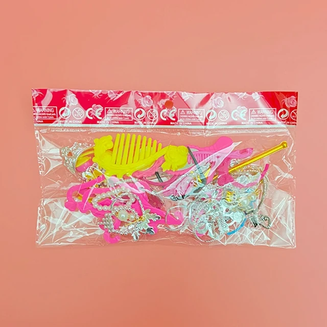 38pcs/Set Barbi Doll Accessories Simulation Jewelry Necklace Crown Earrings Pink Hanger Mirror Comb For Barbi Doll Toys 4