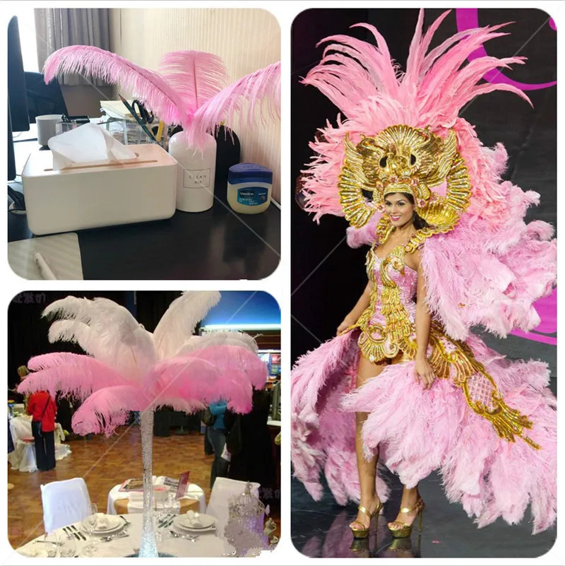 50 piezas de plumas de avestruz Rosa fondo de la pared material de la boda fiesta de cumpleains decoraciao