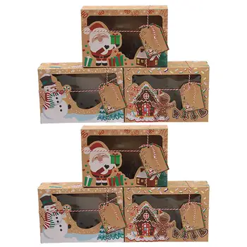 

Xmas Packing Boxes PVC Window Biscuit Boxes Gingerbread Boxes Candy Storage Boxes Kraft Paper Boxes for Party Mall Xmas Store