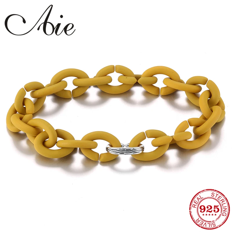 Hot 925 Sterling Silver Fashion Charm Beads Yellow Rubber X Handmade Bracelet women Accessories Jewellery Fashion gifts