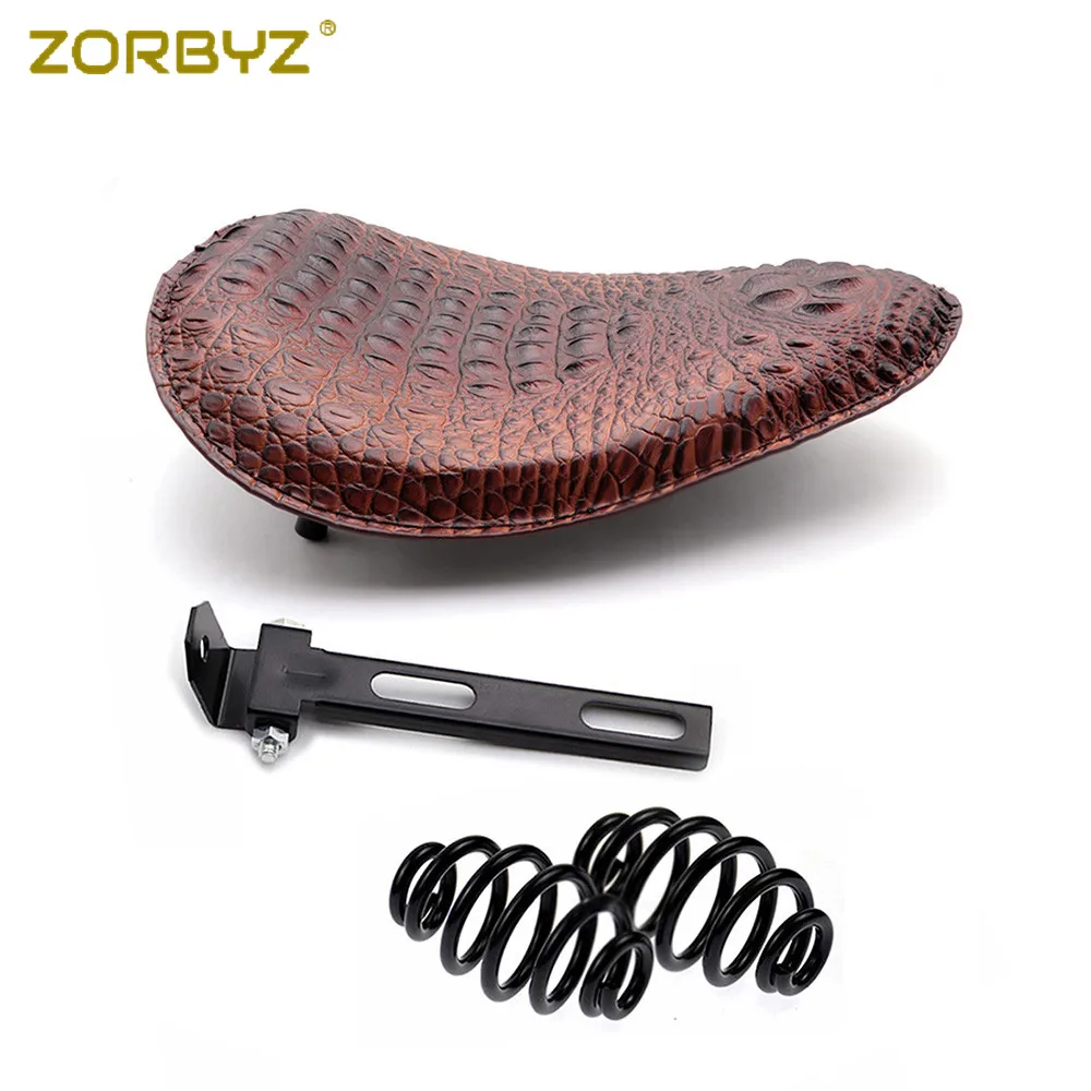 ZORBYZ мотоцикл Коричневый Крокодил из искусственной кожи Solo приводное сиденье весна и кронштейн для Harley Chopper Bobber Пользовательские SX650