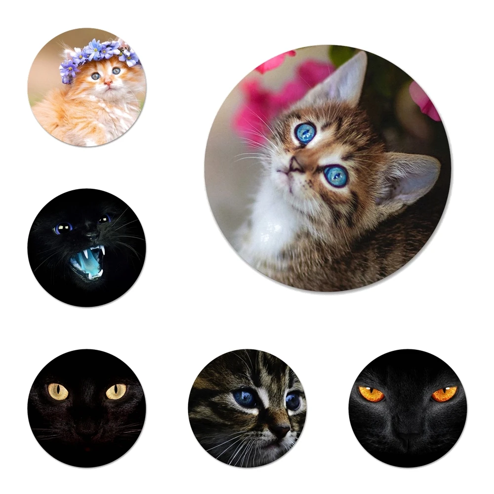 С капюшоном Китти Кэт с голубыми глазами симпатичный значок брошь заколка