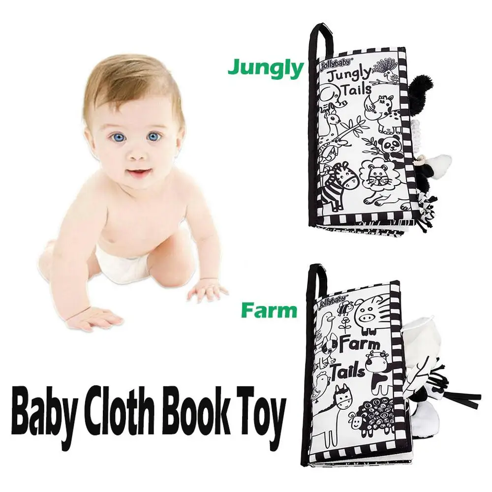 

Baby Black White Puzzle Tail Cloth book New Baby Early Education Toys Enhanced Visual Parent-child Interactive Toy Cloth Book B4