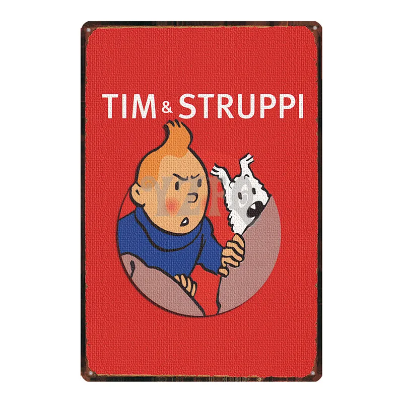 DU2917 Tintin мультфильм металлическая жестяная вывеска потертый шик Винтаж таблички стена для детской комнаты бар кофе домашнего искусства ремесло кино декор 30X20 см DU-2922 - Цвет: DU2917