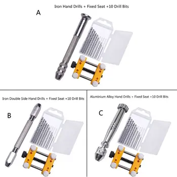 

12Pcs Hand Drill Jewelry Tools Kit Pin Vise for Resin Casting Molds Steel Hand Drill with 10Pc Drill Bits & Fixed Holder