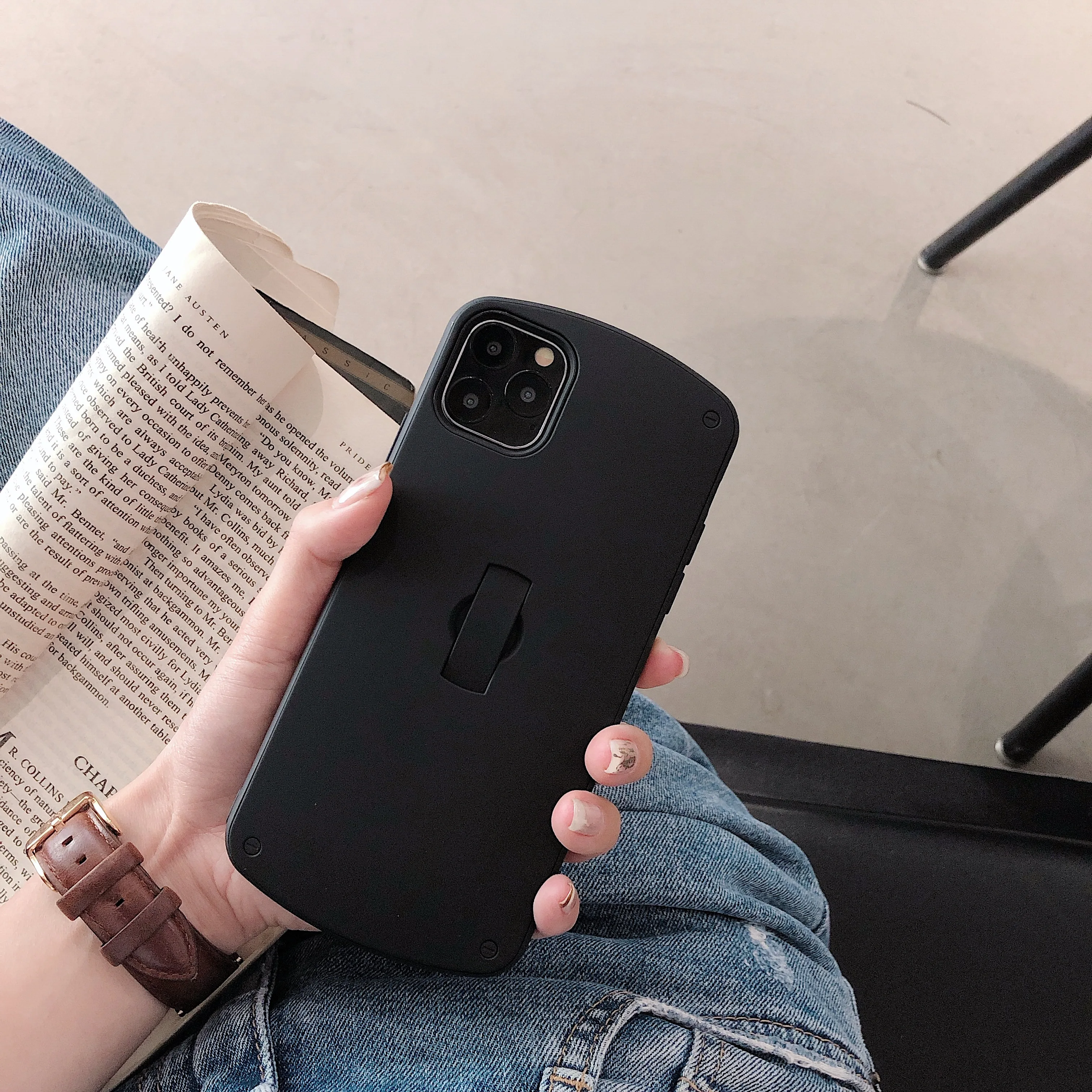 Матовый однотонный чехол-подставка 2 в 1 для Apple iPhone 11 Pro XS Max XR X 6 6S 7 8 Plus чехол-подставка с кольцом-петлей