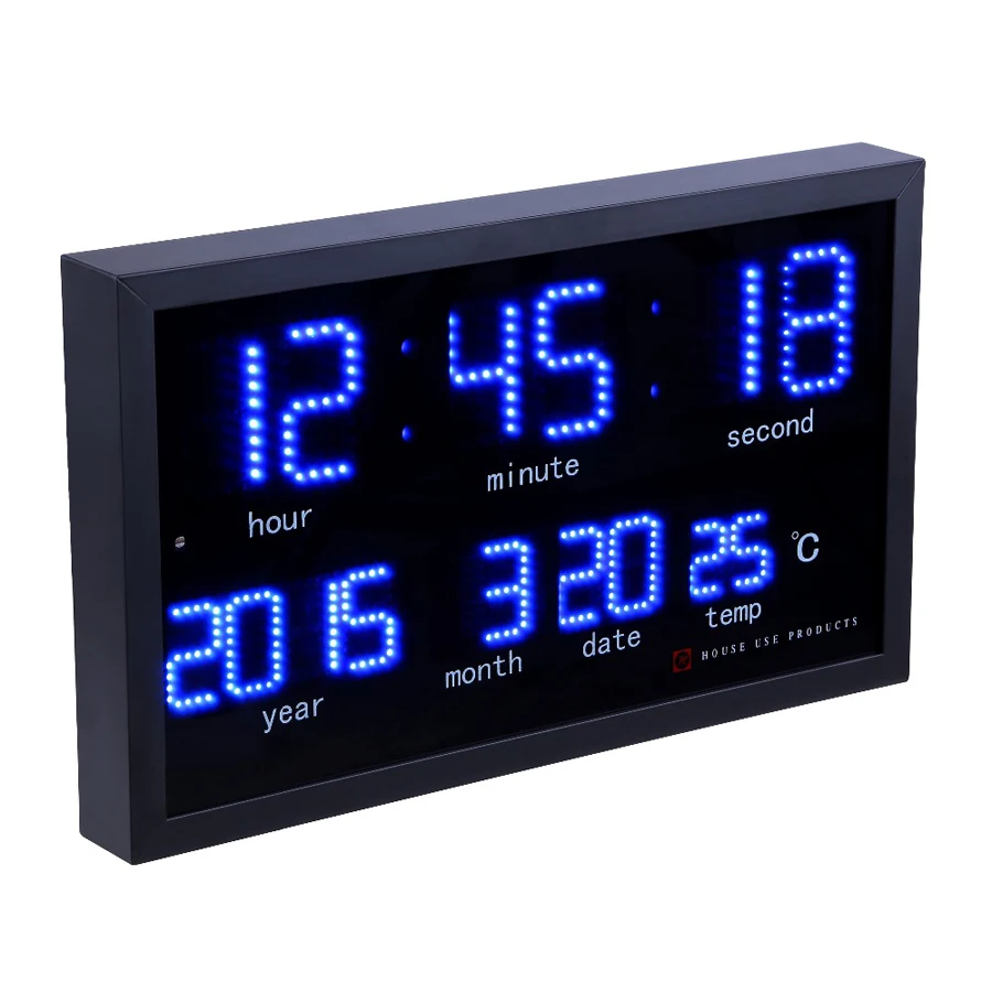 Large Digital Wall Clock Modern Design Living Room Decoration Electronic LED Calendar Clocks Wall Watch Home Decor Silent