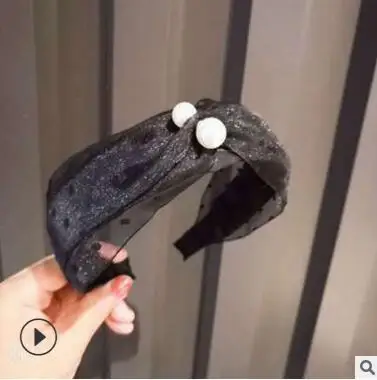 Black 60 шт/лот DIY Простые мульти марлевые волнистые повязки для волос Жемчужная Повязка На Голову Инструменты для укладки аксессуары HA703 - Цвет: Black
