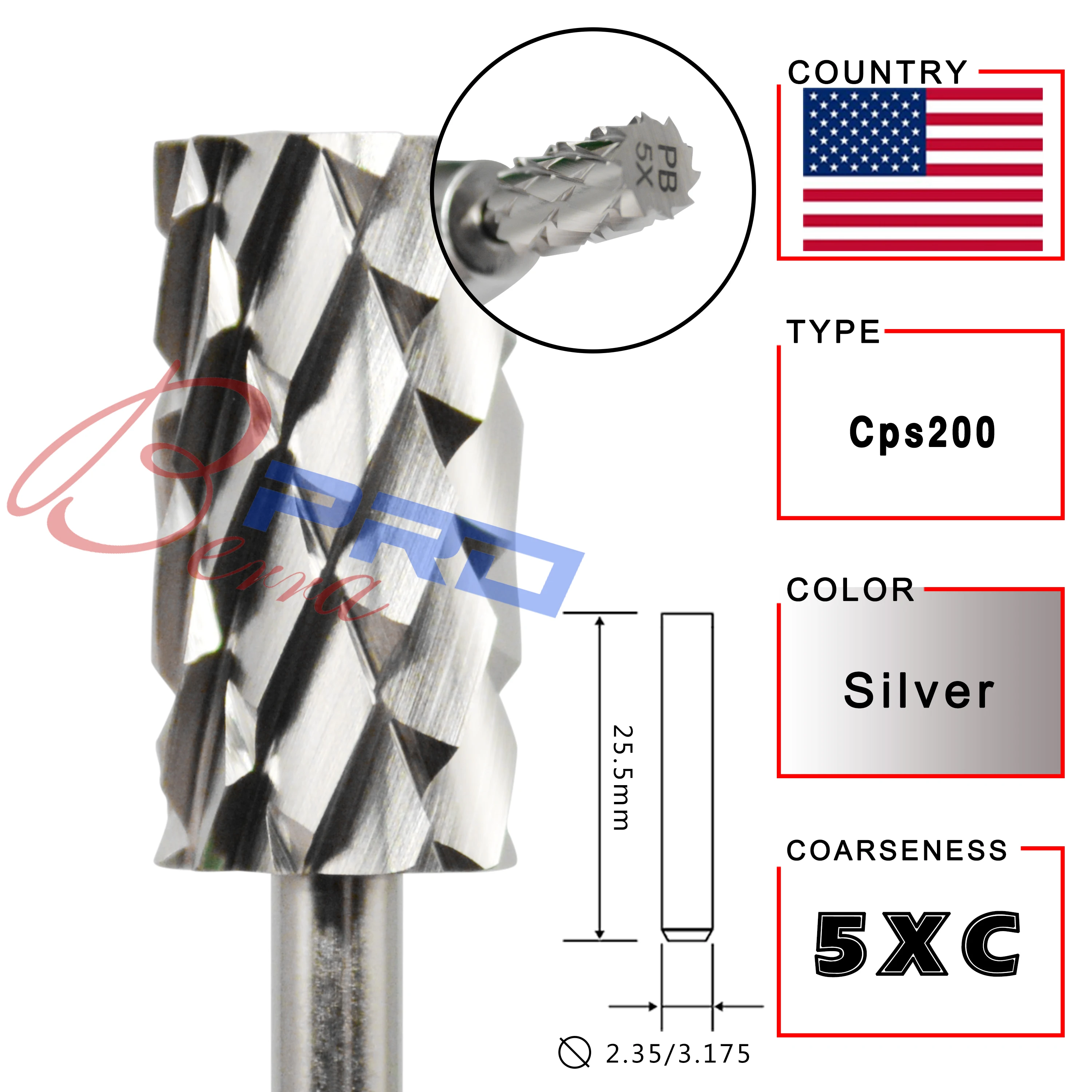 RolinStar 6.6 Großer Schaft Silber Stahl Karbid Hochwertig Gel-Nagellack-Entferner 4XC Acryl – Detail 1