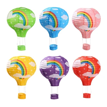 

Hot Air Balloon Paper Lanterns for Wedding Birthday Engagement Christmas Party Decoration Rainbow Set Pack Of 6
