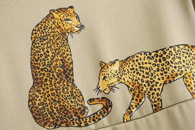 VOGUEIN женский животный Леопардовый принт длинный рукав кнопка вниз Топ рубашка блузка