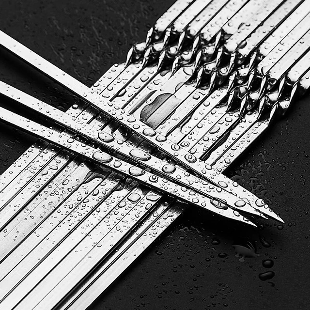 10/15Pcs Stainless Steel Barbecue Skewer Reusable BBQ Kebab Skewers  for Outdoor Camping Picnic Tools Cooking Tools 3