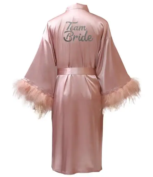 Women Sleepwear Sleepwear Pajamas Bride Robes Silk Robe Dark Pink Robe Silver Letter Kimono Personalised Satin Pajamas Wedding Robe Bridesmaid Sister Mother of the Bride Robes