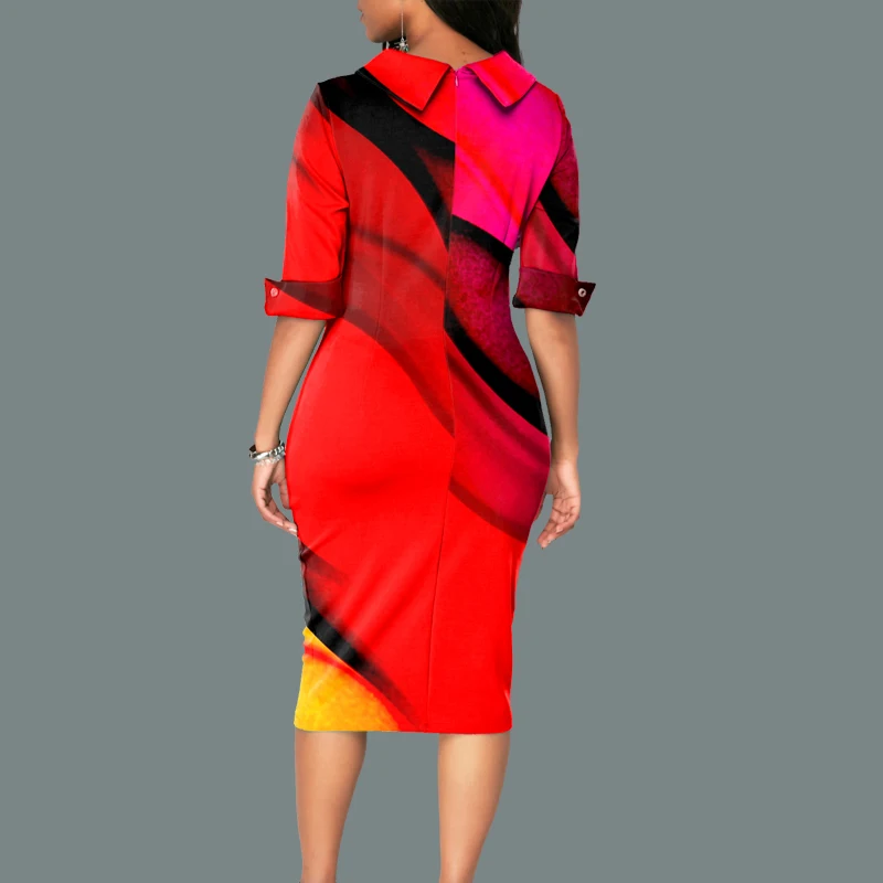 Elegant Printed Half Sleeve Bodycon Dress 2