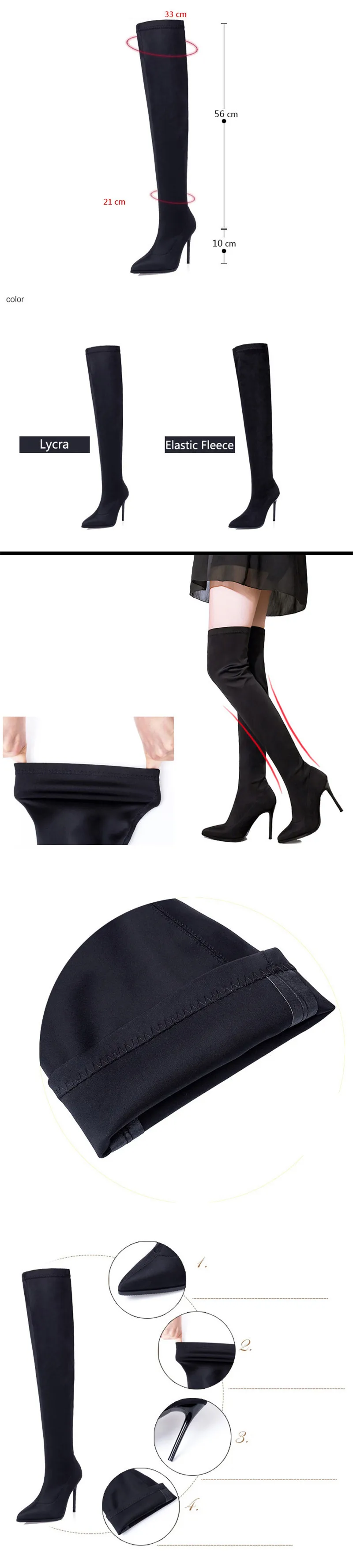 D Knight Sexy Pointed Toe Women Stiletto High Heel Over The Knee Boots Fashion Nightclub Stretch Women's Thigh High Boots Shoes (8)