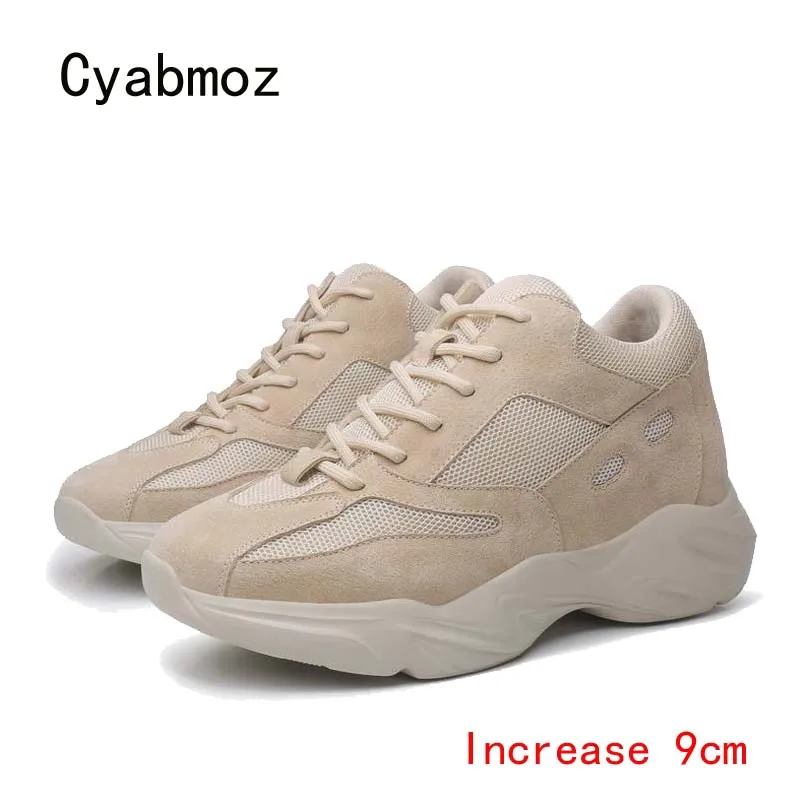 Cyabmoz Men Height Increasing Shoes Invisibly 9cm Hidden Heels Elevator Lace up Breathable Man Party Casual Sneakers Men's | Обувь