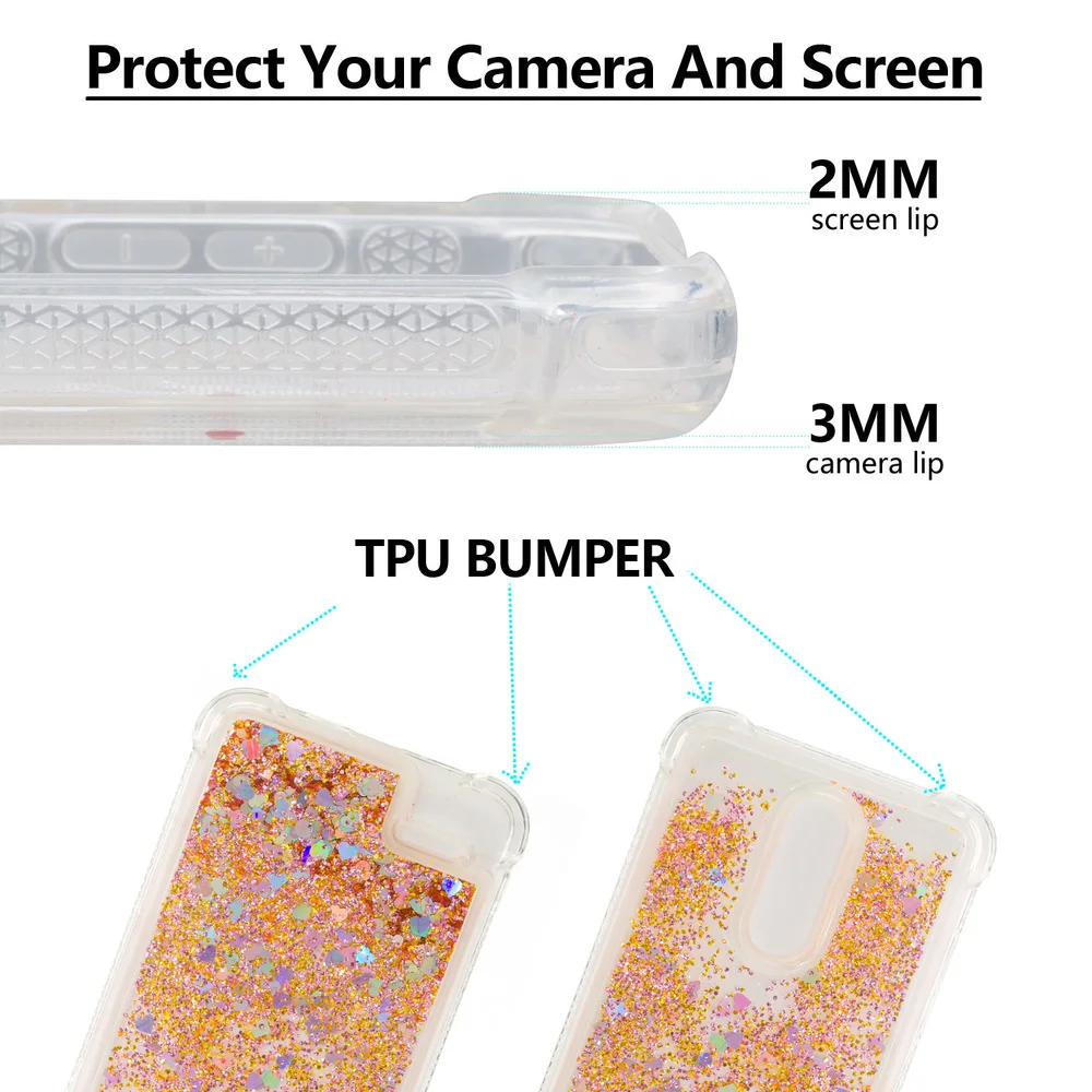 Блестящий чехол для LG K11 X4 K30 Xpression Phoenix Plus Bling Dynamic Liquid Quicksand Bumper Cover + Силиконовый