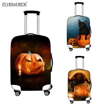 

ELVISWORDS Pumpkin Cat Suitcase Protective Covers Travel Accessories Elastic Thick Halloween Luggage Cover Apply to 18-32 Inch