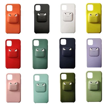 

Liquid Silicone Phone Case for IPhones 11 Pro Max Coque XS Max XR X 7 8 Plus Back Cover 2 In 1 AirPods Pro Case Earphone Cover