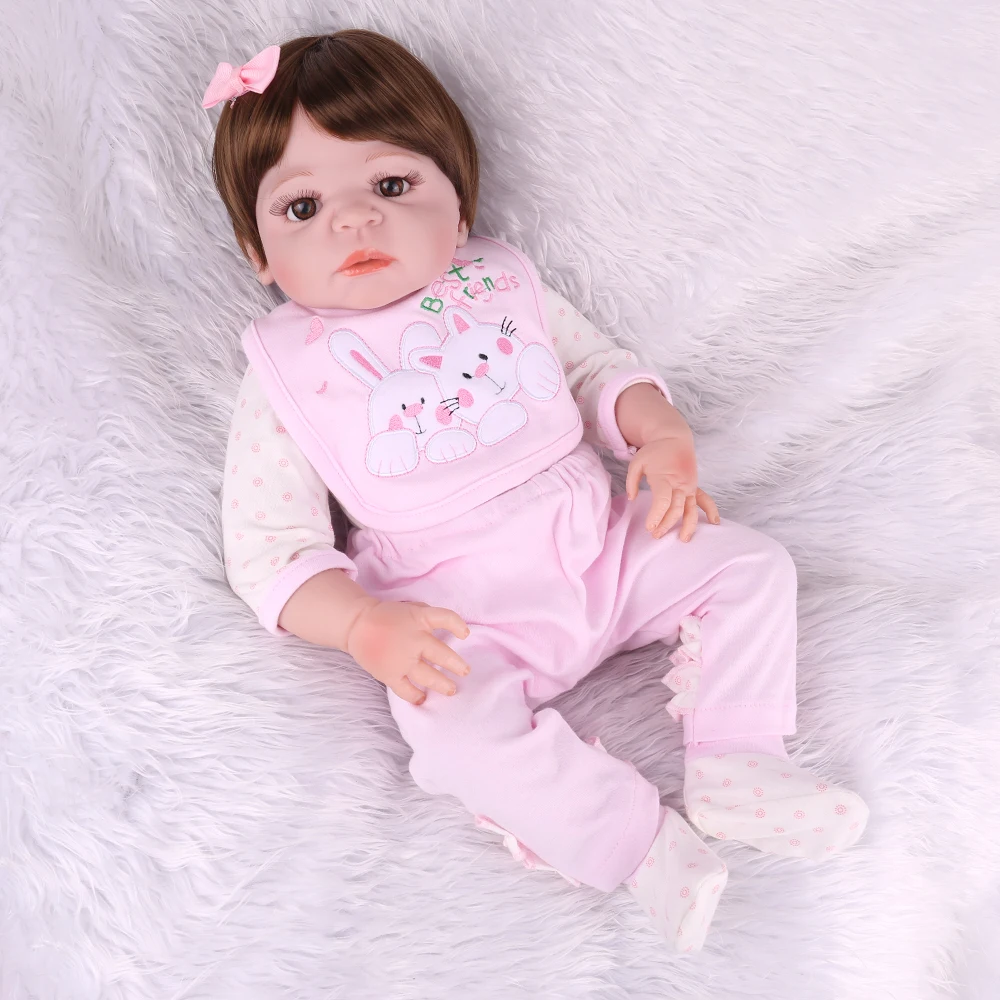 22 дюйма 55 см полностью тело Vinly Reborn baby girl Кукла Милая имитация детская игрушка для подарка на день рождения Рождество Brinquedos