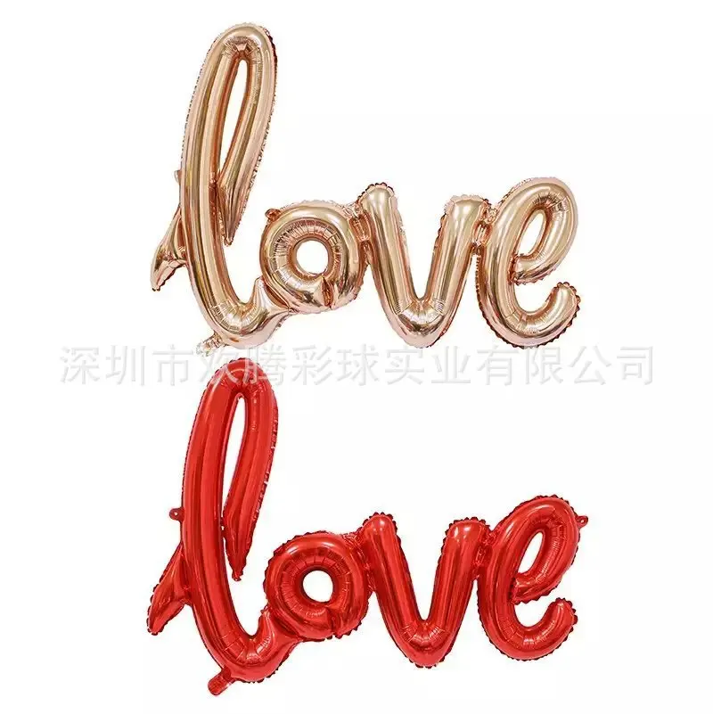 Стиль Свадебный фольгированный шар рукописный Сердечко из розового золота украшение в виде слова Love воздушный шар из фольги