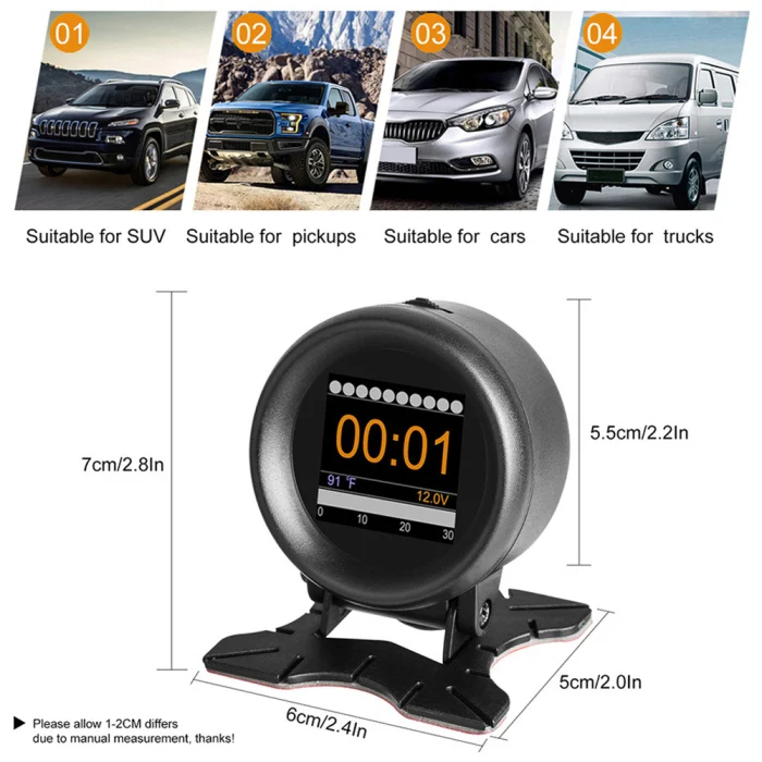 Автомобильный HUD датчик скорости давления масла воды датчик температуры код считыватель для вождения NJ88