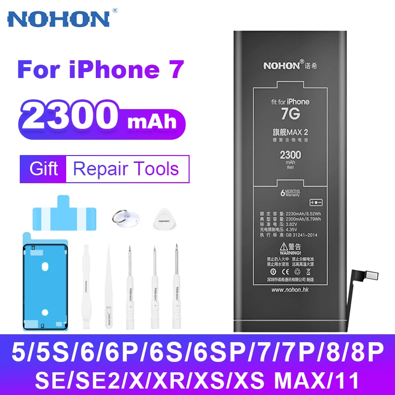 NOHON Phone Battery for iPhone 7 8 Plus 11 SE 2020 X XR XS Max Mobile Batteries Replacement High Capacity Bateria 2300mAh | Мобильные