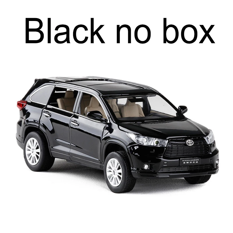Black no box 1:32 TOYOTA Highlander литья под давлением сплав модель автомобиля игрушка высокая имитация металла SUV модель 6 дверей может быть открыт подарок для детей Рождество - Цвет: Black no box
