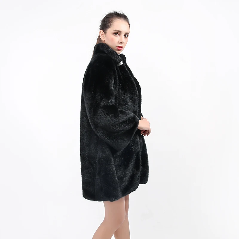 S-3XL, новая модная осенняя и зимняя одежда, пальто из искусственного меха, Норковое Пальто с капюшоном, Дамское теплое меховое пальто