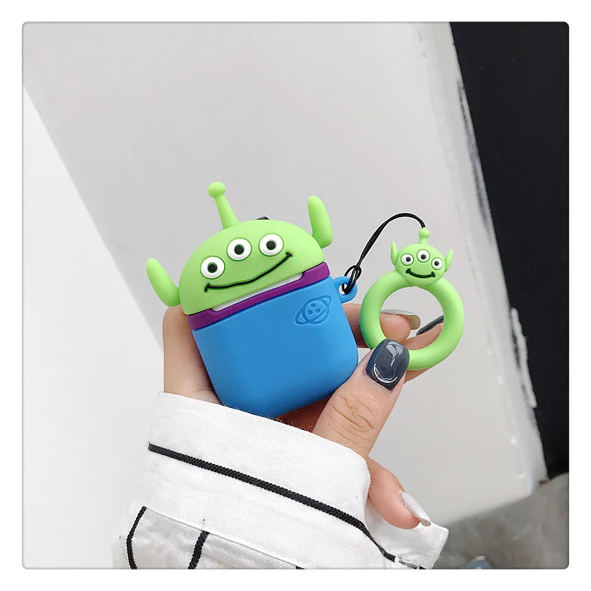 

3D Cute Cartoon Toy Story Alien Shockproof Headphone Cases For Apple Airpods 1 2 Silicone Protection Earphone funda Cover
