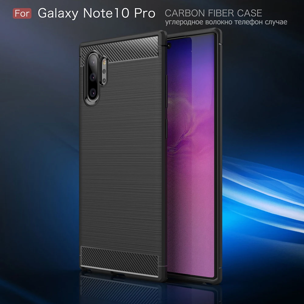 

Carbon Fiber Soft Case For Samsung Galaxy Note 10 Pro 9 8 7 S10 5G Lite S9 S8 Plus S7 S6 Edge Black Silicone Business Cover Case