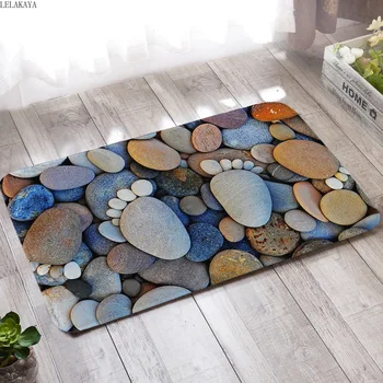 

3D Stone Polyester Floor Baby play Mats Absorbent Non-Slip Mat Pattern Toilet Seat Cover Flannel Fabric Case Bathroom carpet