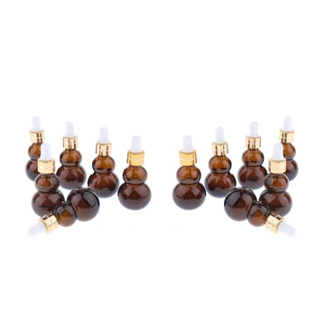 

12Pcs 10ml Gourd Shaped Amber Glass Bottles with Glass Eye Dropper & White Cap for Essential Oils, Perfume Oils, Other Liquids