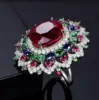Luxury Femme Silver Color Big Large Flower Multicolor Zircon Ring For Women Gift Party Bijoux Engagement Wedding Jewelry ► Photo 1/5