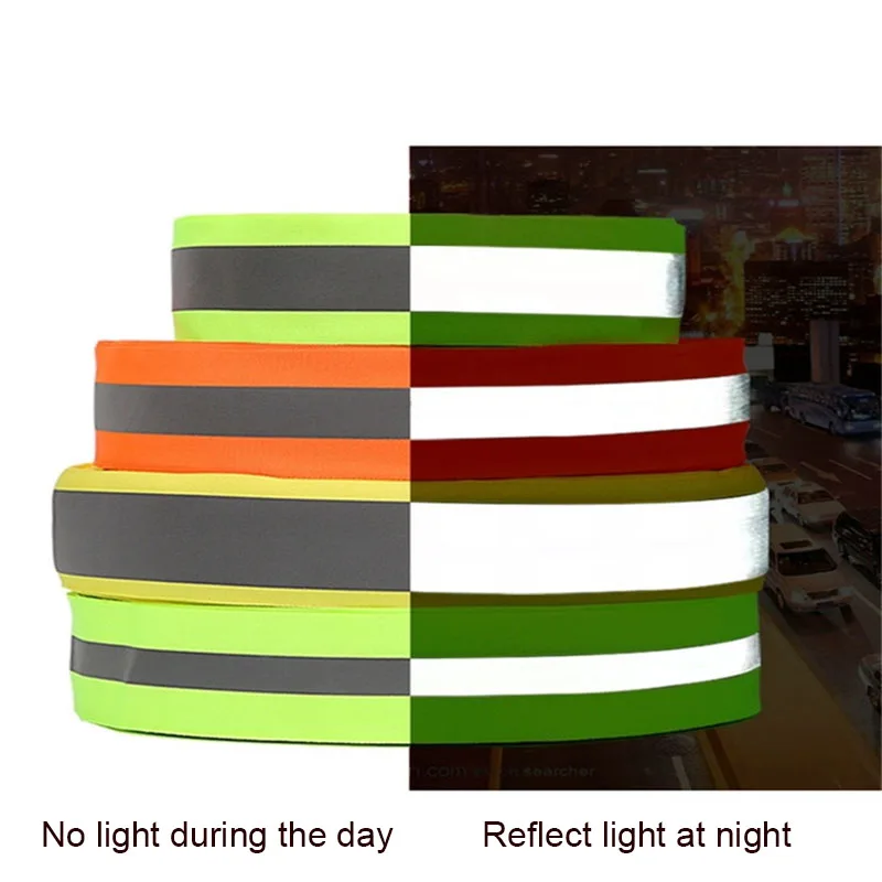 50 Yards 20mm Safety Reflective Webbing Ribbon Sew on Fabric Clothing Bagpack Sewing Tape 24 Colors