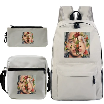 

Fashion Mochila Bag Billie Eilish Backpack Boys Girls School Bag Travel/ Laptop Bagpack with Crossbody Pen Case