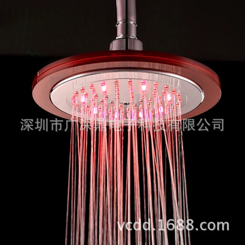 Перекрестная граница для контроля температуры Блестящий топик Showerhead 8-дюймов Круглый Цвет Изменение Топ Showerhead прозрачный синий SDH-C4